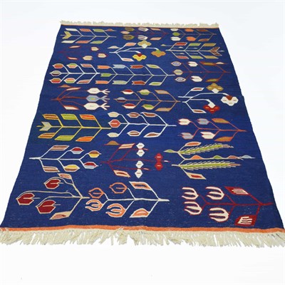 Lale ve Buğday Başağı Motifli El Dokuma Uşak Kilim 122x172 cm