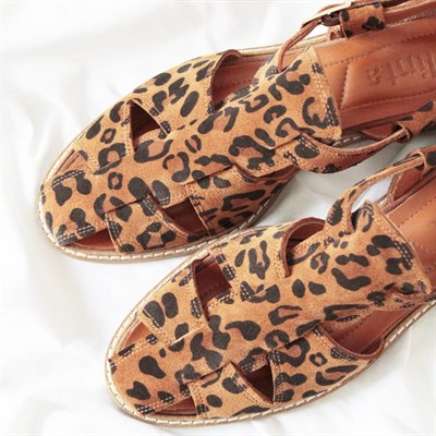 Leopar Kadın Süet Sandalet