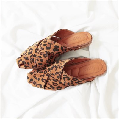 Leopar Kadın Süet Terlik