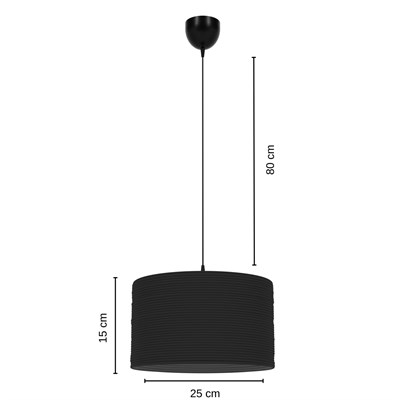 Loop El Yapımı Dekoratif Tasarım Jüt Avize (Siyah, 520gr.)