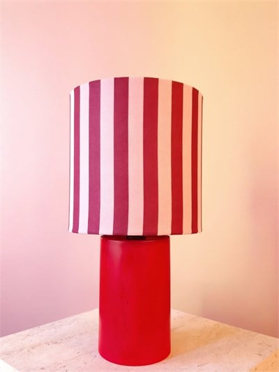 Lumière Çizgili Koleksiyonu Kiraz- Pembe Abajur