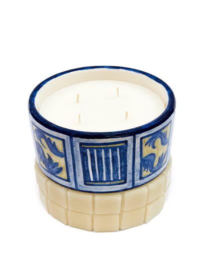 Melek Desenli Beyaz Mozaik Mum