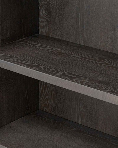 Meşe Kabinet Siyah Yıpranmış Cam Kapılı