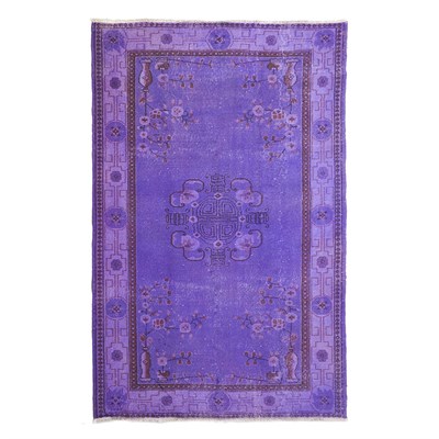 Mor Renk Vintage Çiçek Desenli Isparta Halısı 160x260 cm