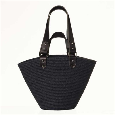 Muffin - Deri Detaylı Antrasit Çanta