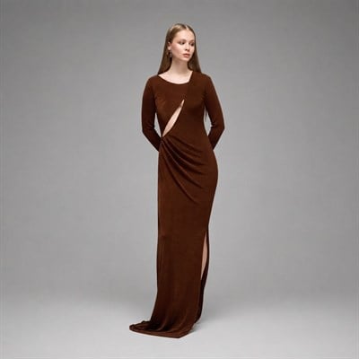 Neve Cut-out Detailed & Draped Maxi Dress