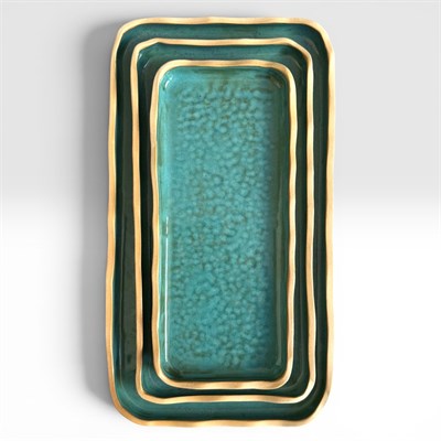 Ocean Teal Shoreline Stoneware Servis Seti
