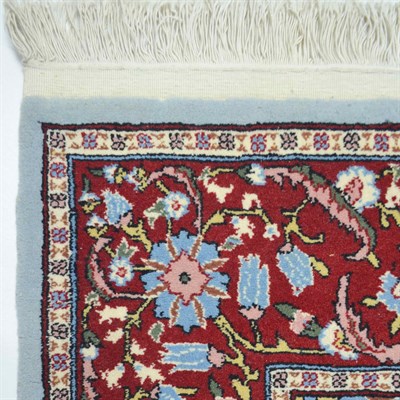 Orijinal Sümerbank Mihraplı Hereke El Dokuma Mavi ve Bordo Renk Yün Halı 112x181 cm