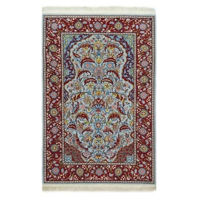 Orijinal Sümerbank Mihraplı Hereke El Dokuma Mavi ve Bordo Renk Yün Halı 112x181 cm