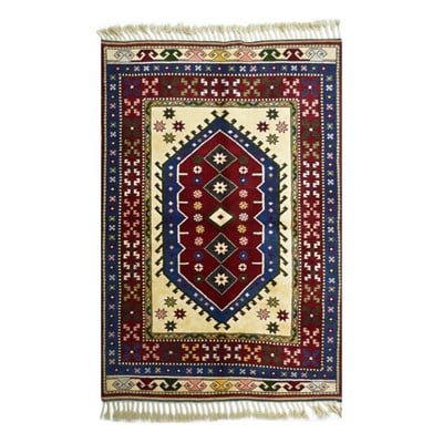 Orijinal Sümerbank Yörük Halısı Bej, Lacivert ve Bordo Renk 105x148 cm