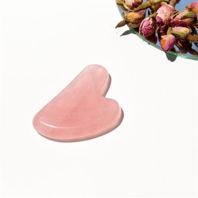 Pembe Kuvars Kalp Gua Sha Yüz Masaj Aleti