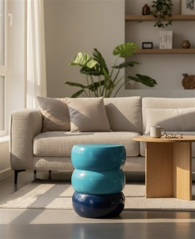 Yeşil Lacivert Bubble Seramik Sehpa