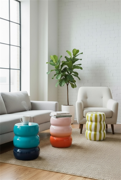 Pembe Turuncu Bubble Seramik Sehpa