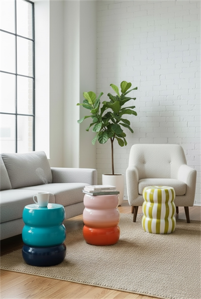 Yeşil Lacivert Bubble Seramik Sehpa