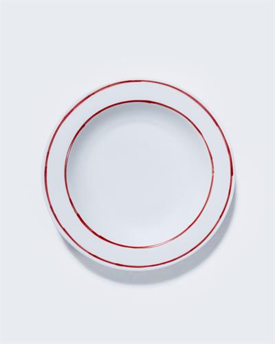 Porselen Tabak Kırmızı Çizgili