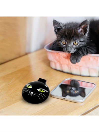 Pylones Aynalı Katlanabilir Saç Fırçası | Lady Retro - Siyah Kedi