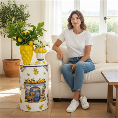 Limon Desen Ahşap Sehpa