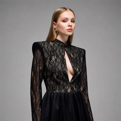 Runa Cut-out Detailed &  Balloon Skirt Lace Dress