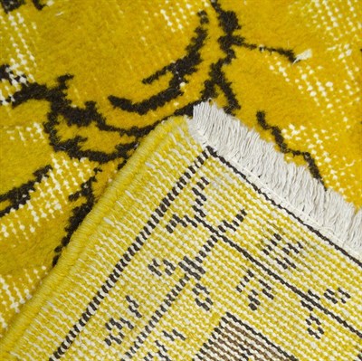 Sarı Renk Kabartmalı Vintage Isparta Halısı 170x280 cm