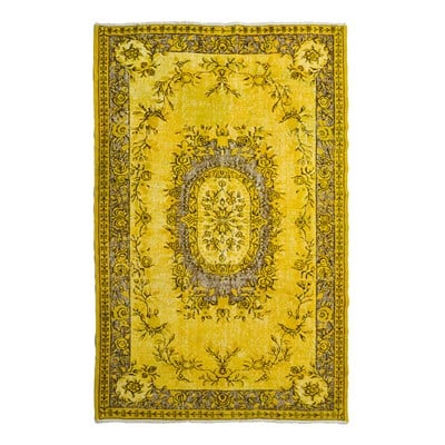 Sarı Renk Kabartmalı Vintage Isparta Halısı 170x280 cm