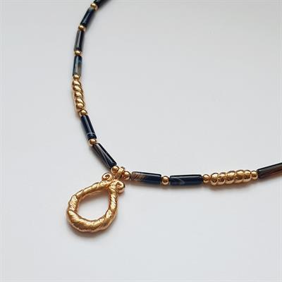 Siyah Akik Taşlı Kolye