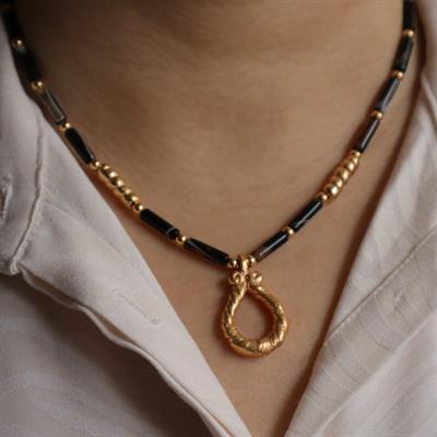 Siyah Akik Taşlı Kolye