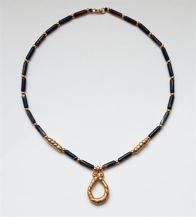 Siyah Akik Taşlı Kolye