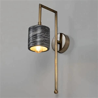 Siyah Mermer Dokulu Bronz Metal Detay Silindir Aplik