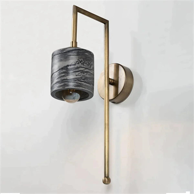 Siyah Mermer Dokulu Bronz Metal Detay Silindir Aplik