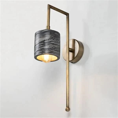 Siyah Mermer Dokulu Bronz Metal Detay Silindir Aplik