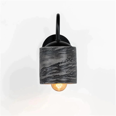 Siyah Mermer Dokulu Metal Detay Silindir Aplik