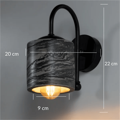 Siyah Mermer Dokulu Metal Detay Silindir Aplik