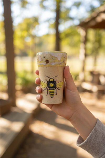Stoneware Arı Figürlü Bardak