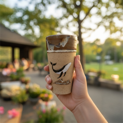 Stoneware Balina Figürlü Bardak