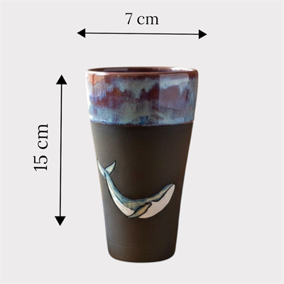 Stoneware Balina Figürlü Siyah Bardak