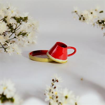 Stoneware Kırmızı Fincan Takımı