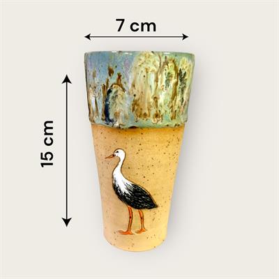 Stoneware Leylek Figürlü Bardak