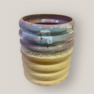 Stoneware Pembe-Mavi Bardak