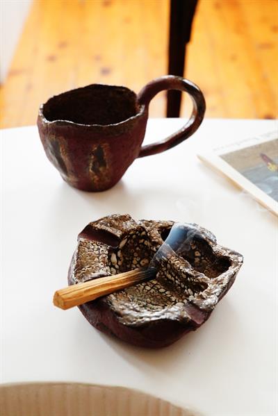 Stoneware Koyu Bordo Pütürlü Küllük