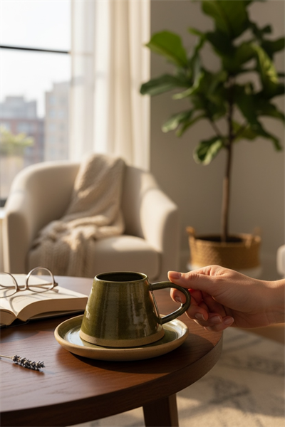 Stoneware Yağ Yeşili Fincan Takımı