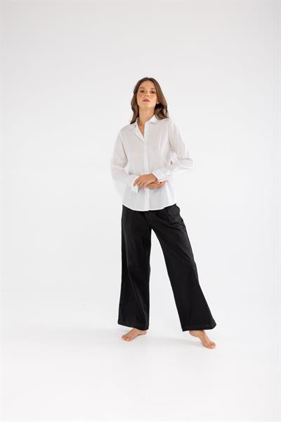 Tencel Slim Fit Kadın Beyaz Gömlek
