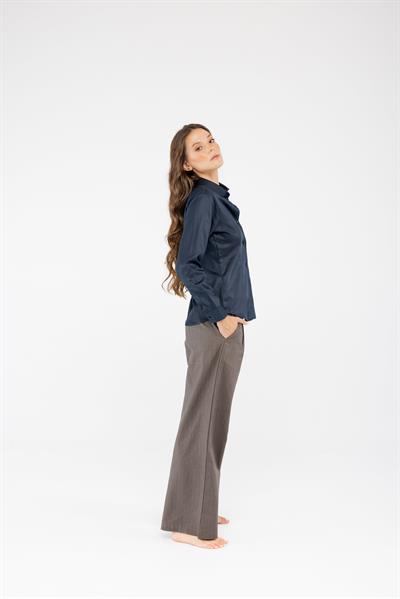 Tencel Slim Fit Kadın Lacivert Gömlek