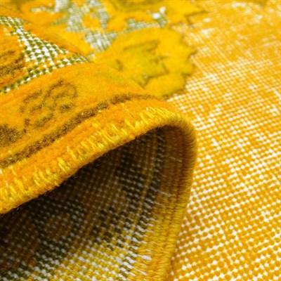 Turuncu Renk Kabartmalı Vintage Isparta Halısı 90x200 cm