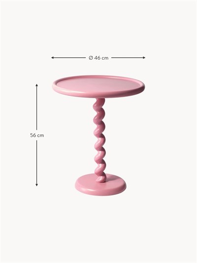 Twister Yuvarlak Yan Sehpa Toz Boyalı Alüminyum Pudra Pembe