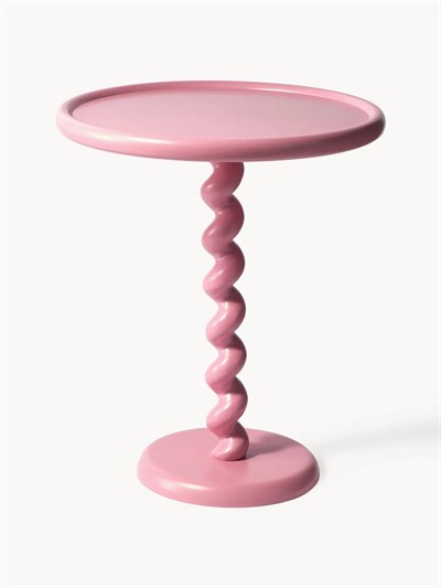 Twister Yuvarlak Yan Sehpa Toz Boyalı Alüminyum Pudra Pembe