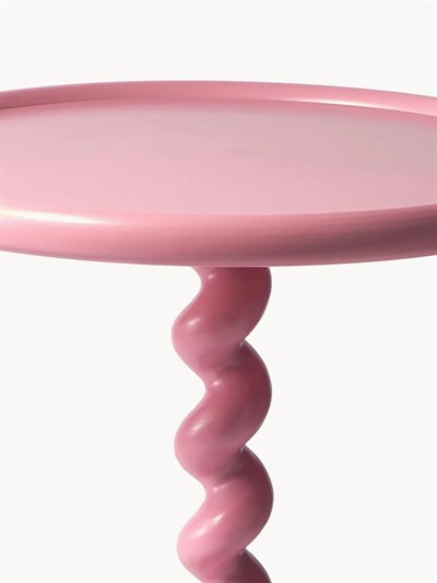 Twister Yuvarlak Yan Sehpa Toz Boyalı Alüminyum Pudra Pembe