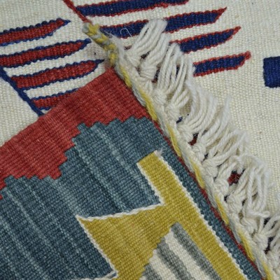 Uşak Yünden El Dokuma Yeşil, Sarı ve Bordo Renk Kilim 120x180 cm