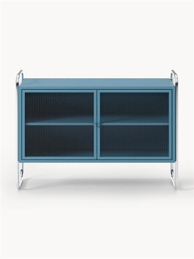 Velotti Metal Camlı Şifonyer Mavi