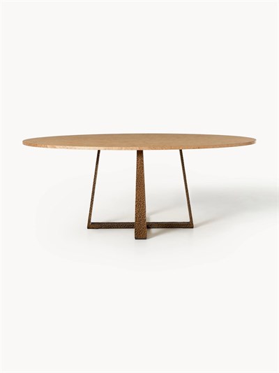 Velotti Oval Burlwood Yemek Masası Altın Ayaklı