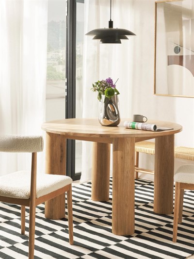 Velotti Yuvarlak Meşe Yemek Masası 120 cm